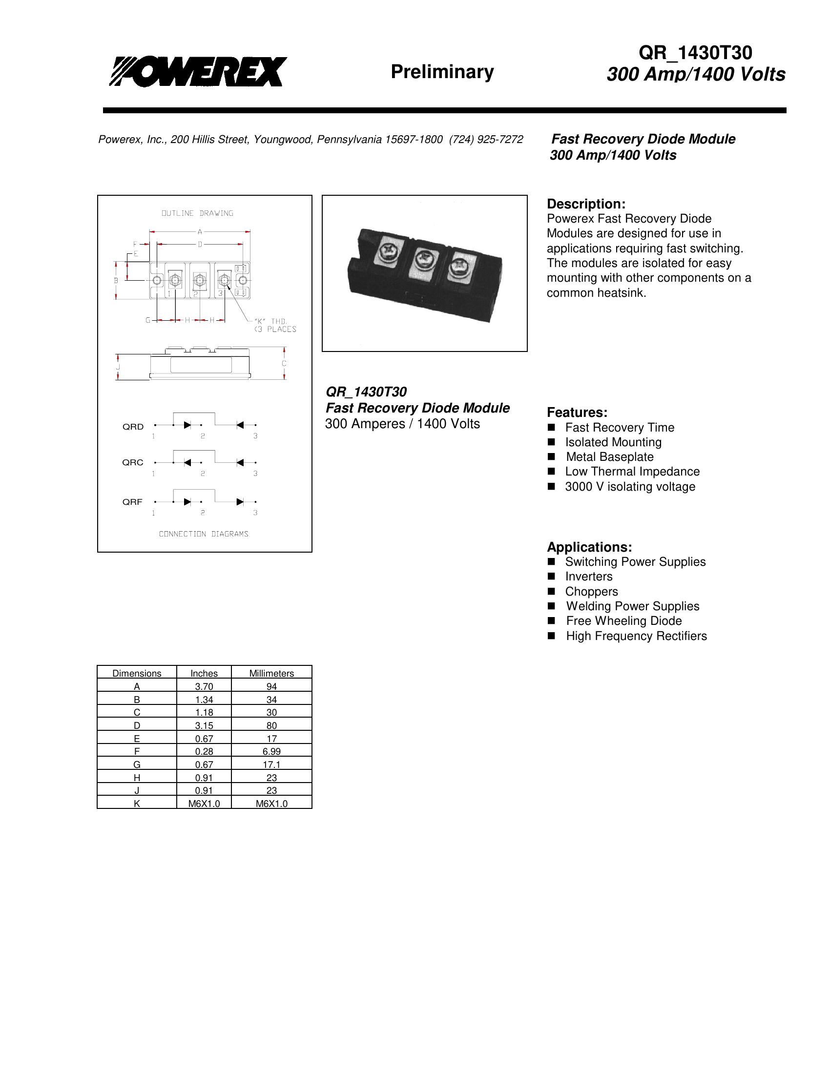QRD1430T30 TDK-Lambda Diode & Rectifier Modules