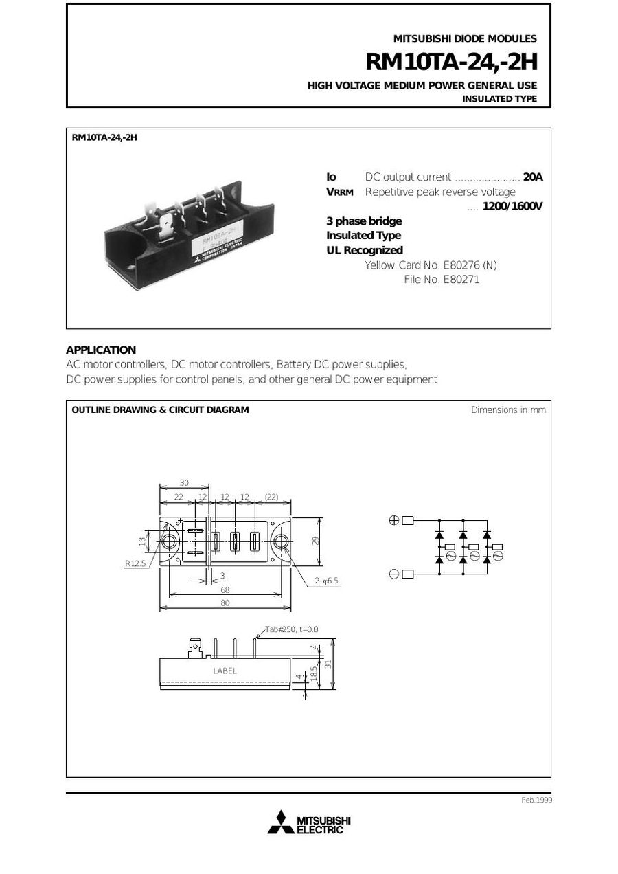 RM10TA-24, Mitsubishi,  Power Transistor Module