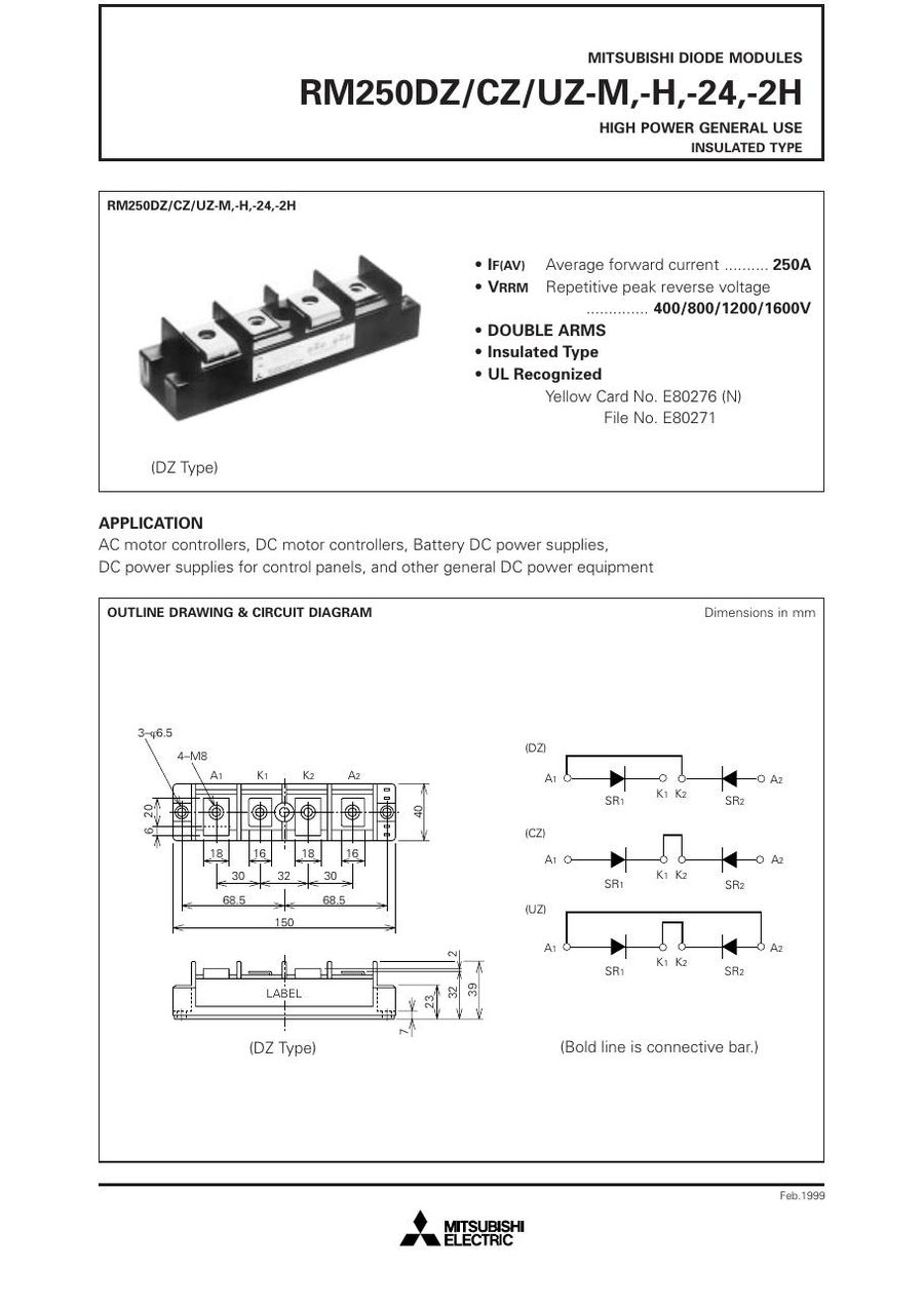RM250CZ-M Mitsubishi Diode & Rectifier Modules