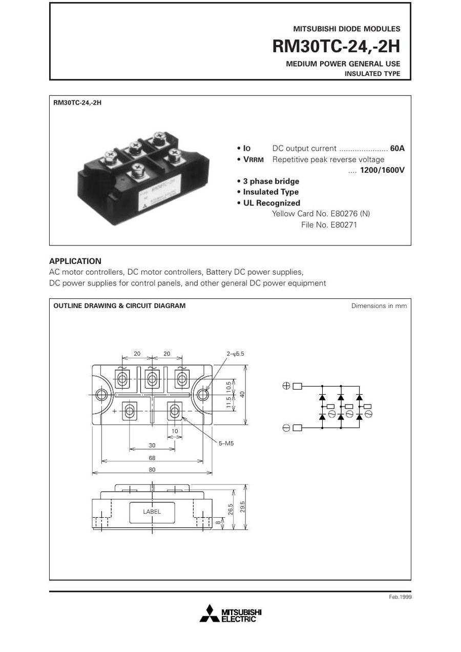 RM30TC-2H Mitsubishi Diode & Rectifier Modules