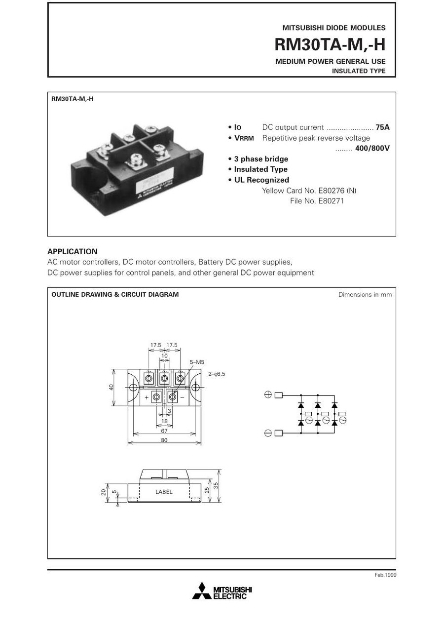 RM30TPM-M Diode Module from Mitsubishi