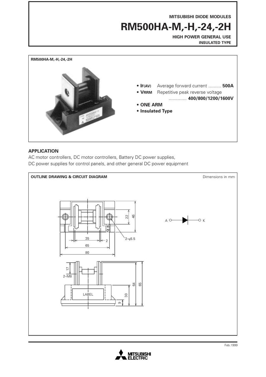 RM500HA-H, Mitsubishi, Power Transistor Module