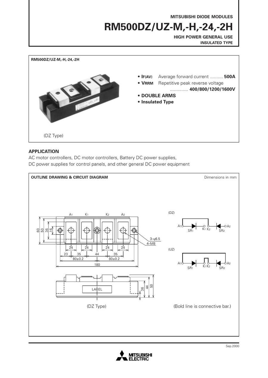 RM500UZ-24 Mitsubishi Diode & Rectifier Modules
