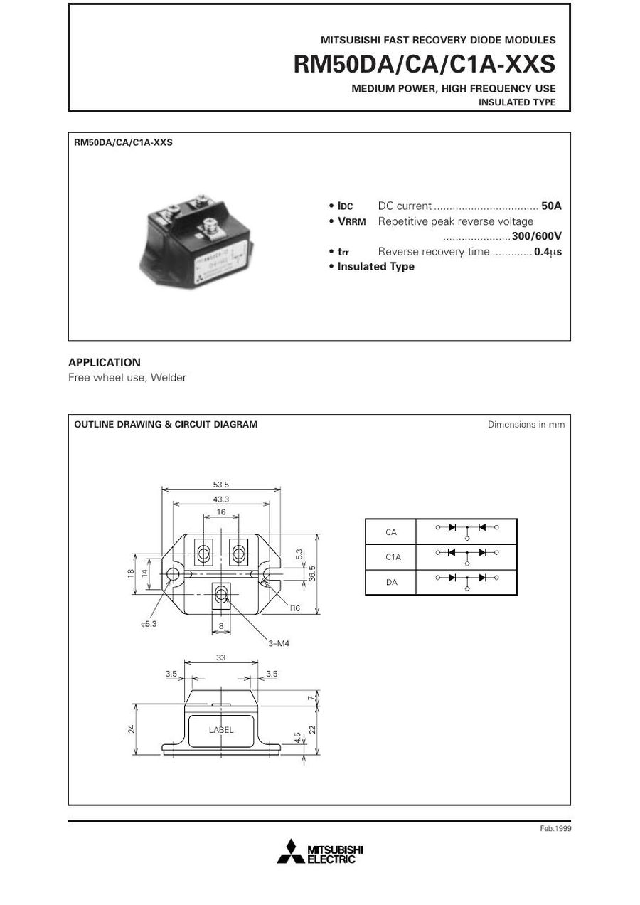 RM50CA-12S, Mitsubishi, Power Transistor Module