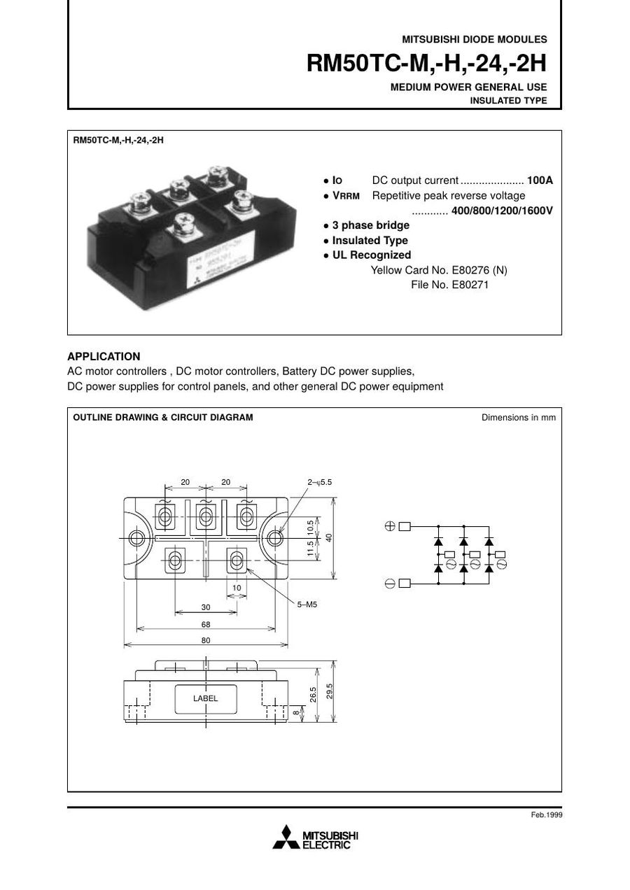 RM50TC-24, Mitsubishi, Power Transistor Module