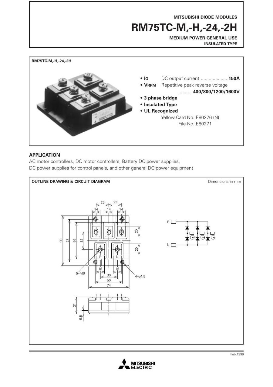 RM75TC-24 Mitsubishi Diode & Rectifier Modules