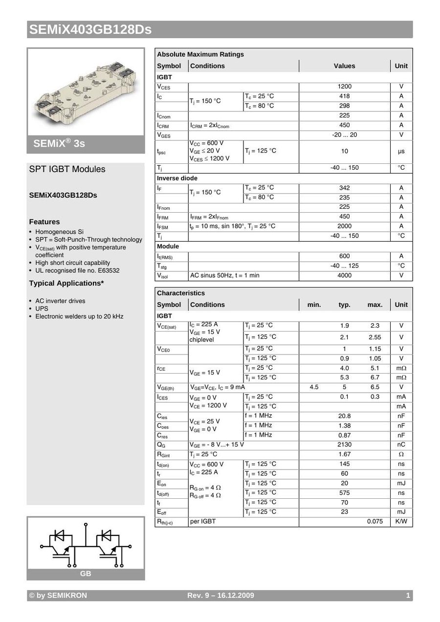SEMIX403GB128DS Semikron IGBT Modules