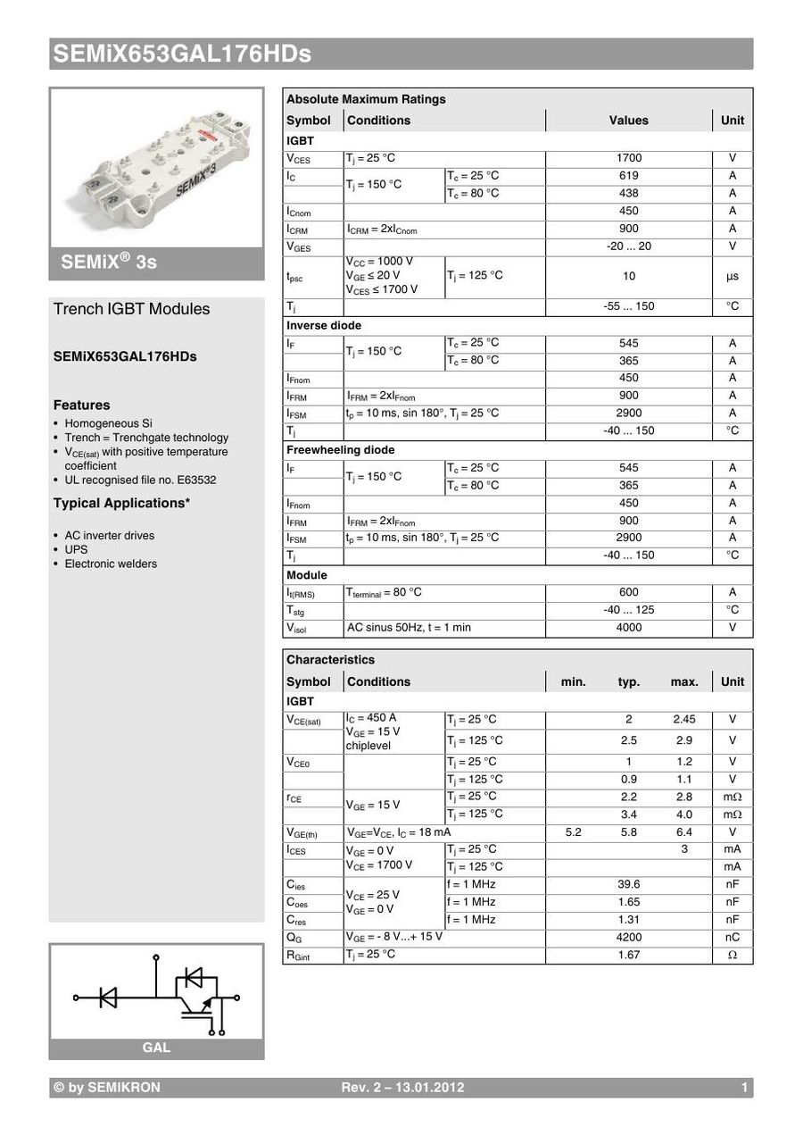 SEMIX653GAL176HDS Semikron IGBT Module