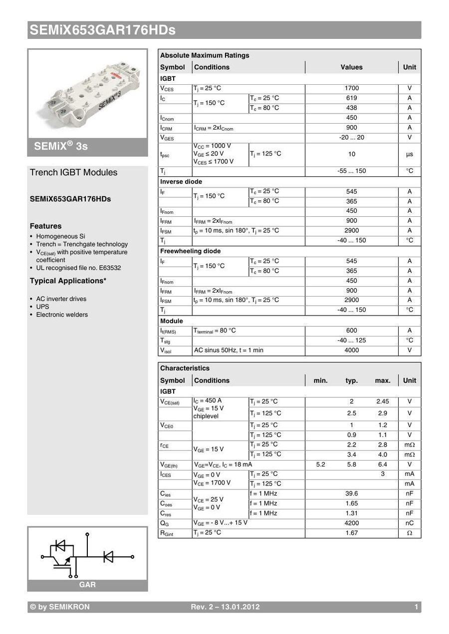 SEMIX653GAR176HDS Semikron IGBT Modules