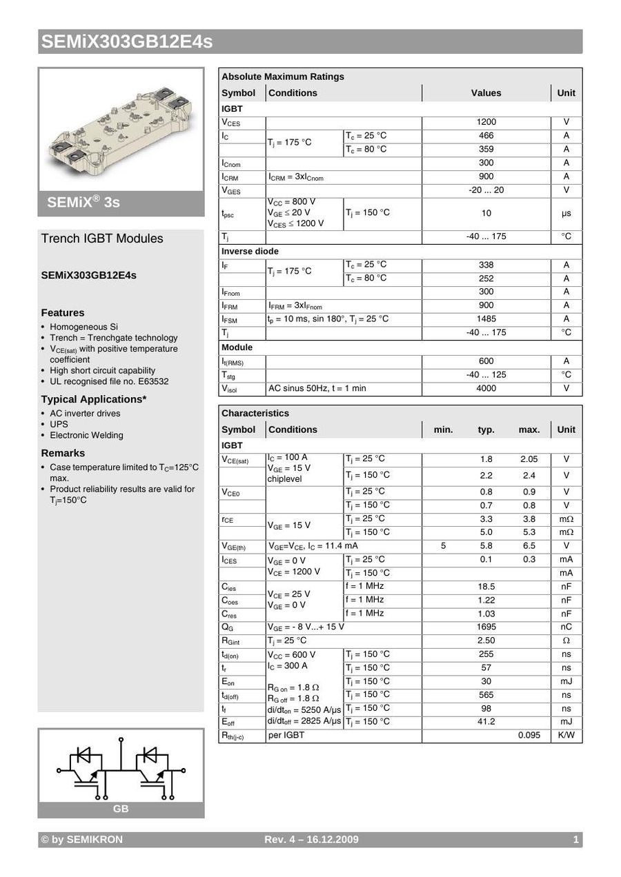 SEMiX303GB12E4s Semikron IGBT Modules