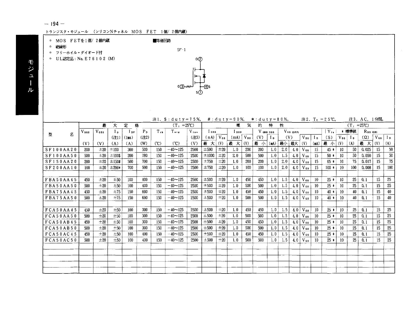 SF100AA50 SanRex Power Transistor Module