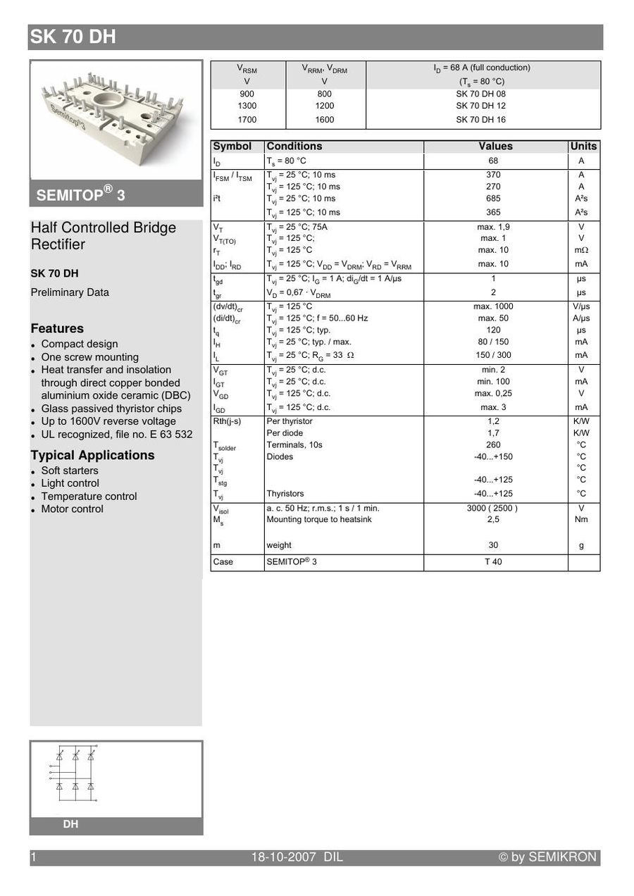 SK70DH12 Semikron Diode & Rectifier Modules