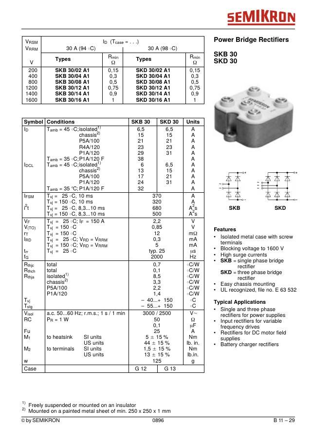 SKB30-08A1 Semikron Bridge Rectifiers