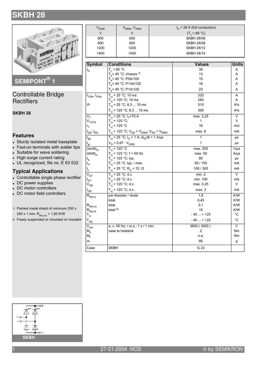 SKBH28-06 Semikron Bridge Rectifiers