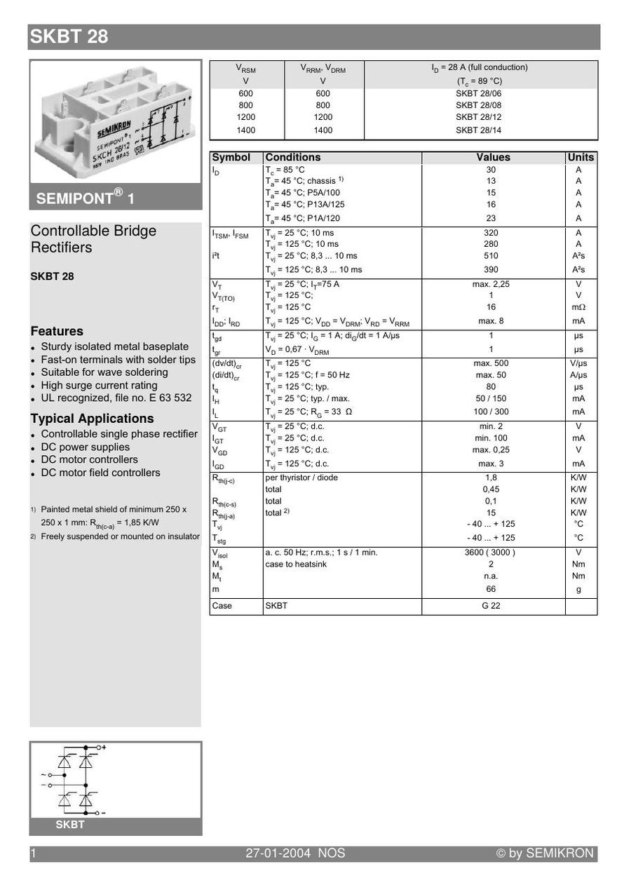 SKBT28-06 Semikron Bridge Rectifiers