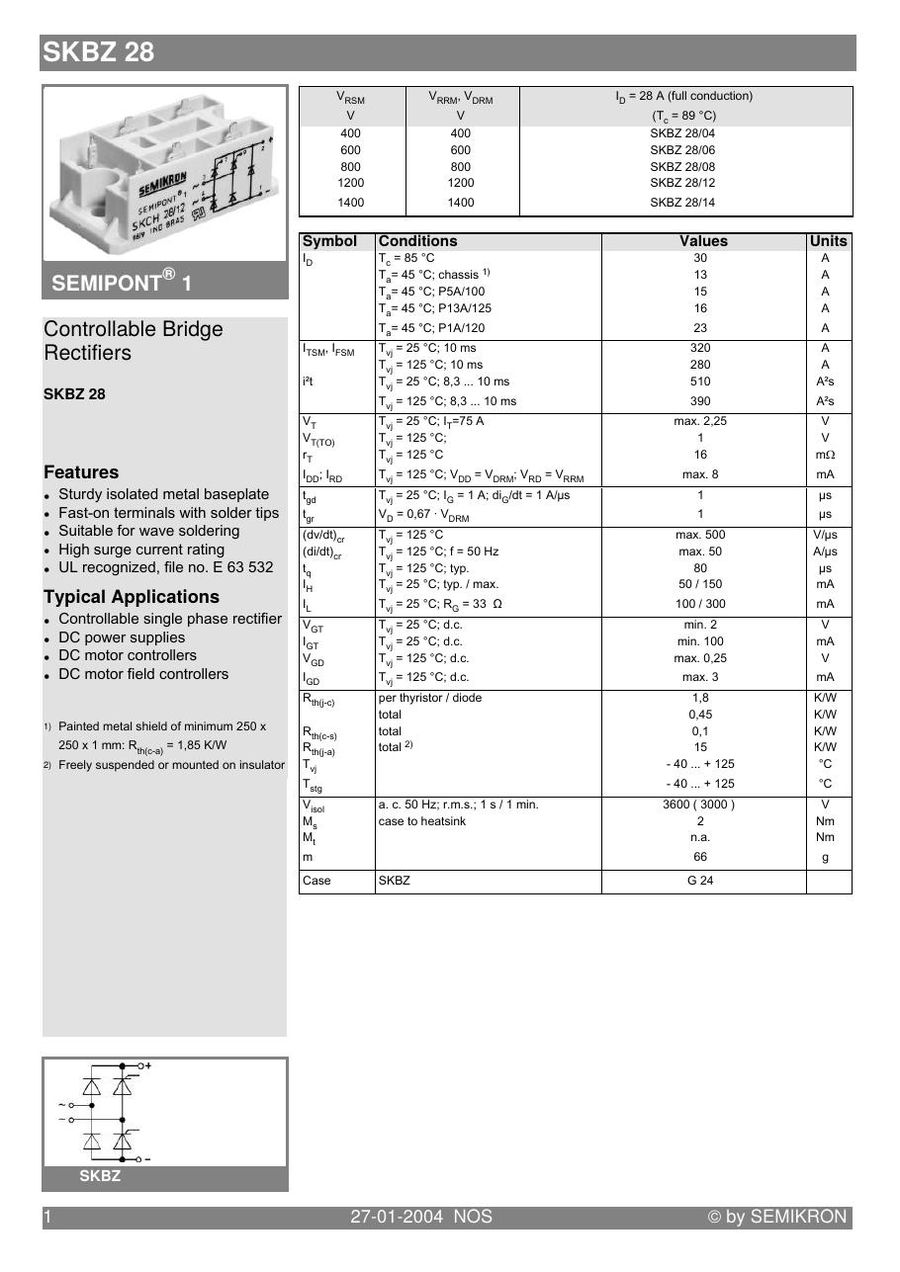 SKBZ28-08 Semikron Bridge Rectifiers