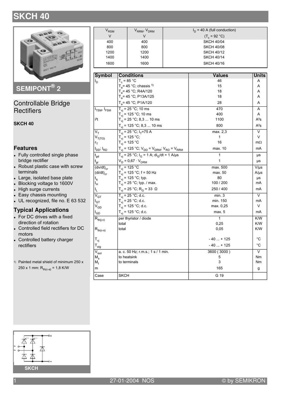 SKCH40-04 Semikron Bridge Rectifiers
