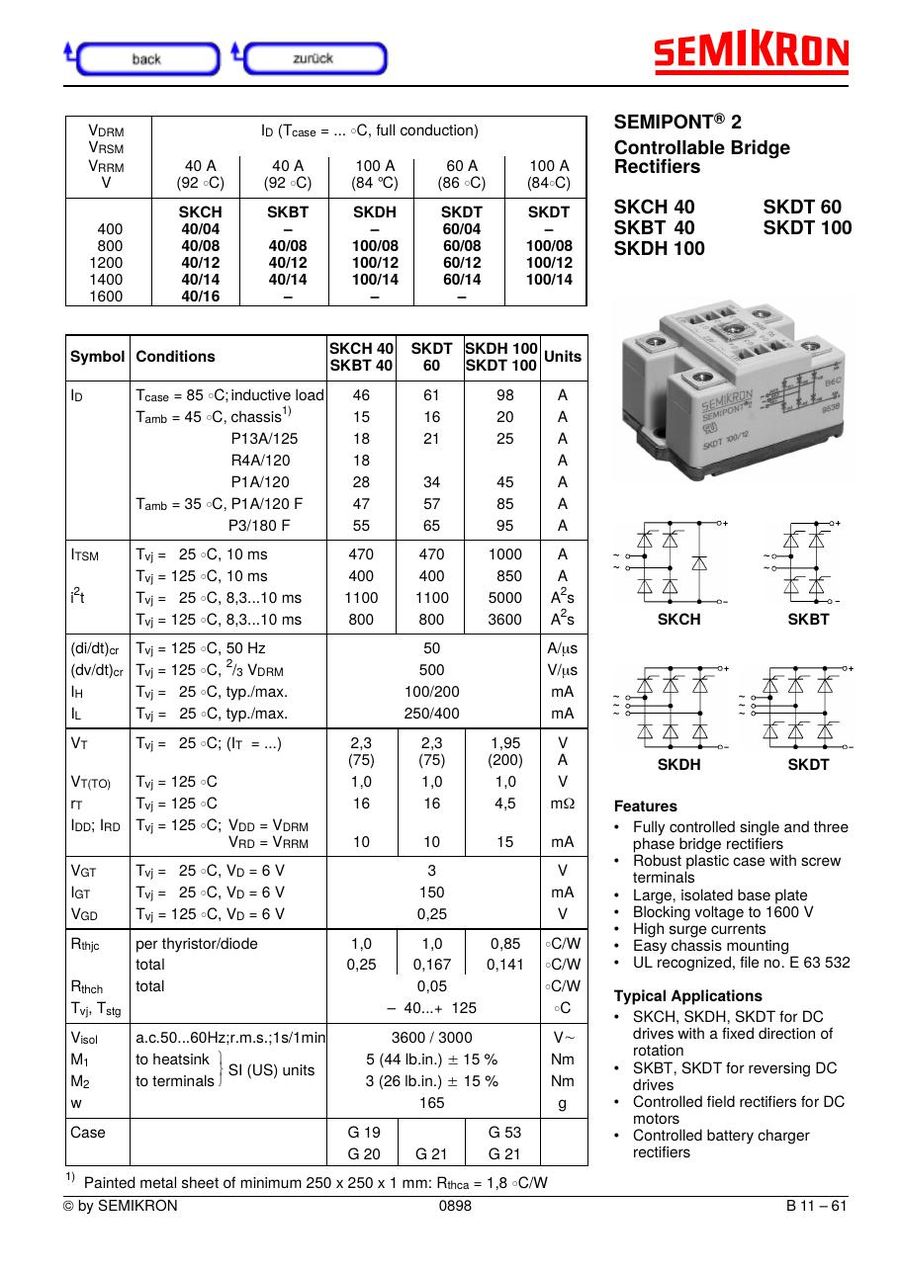 SKCH40-16 Semikron Bridge Rectifiers