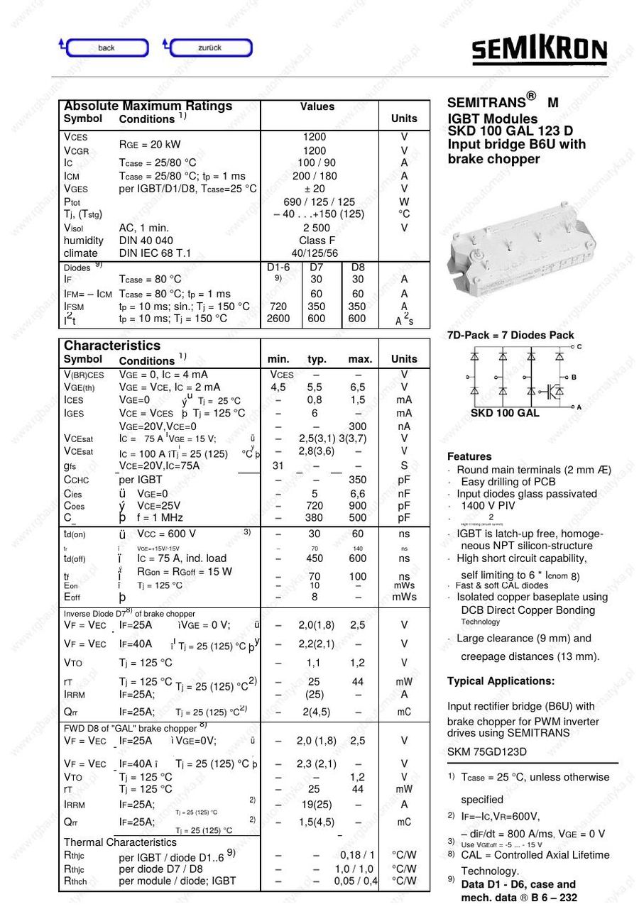 SKD100GAL124D7 Semikron Bridge Rectifiers