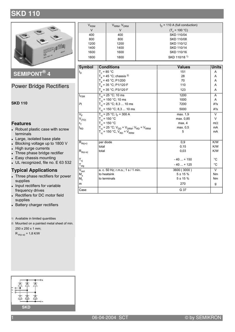 SKD110-12 Semikron Bridge Rectifiers