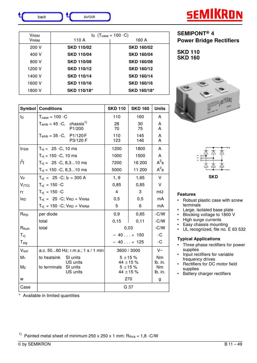 SKD160-14 Semikron Bridge Rectifiers