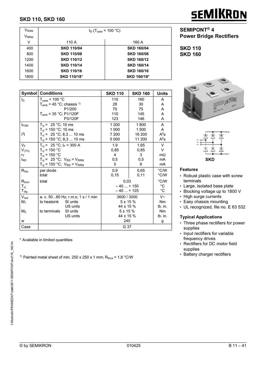 SKD160-18 Semikron Bridge Rectifiers