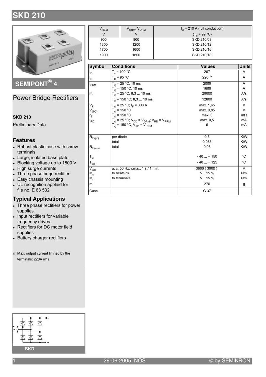 SKD210-08, SEMIKRON, Power Module