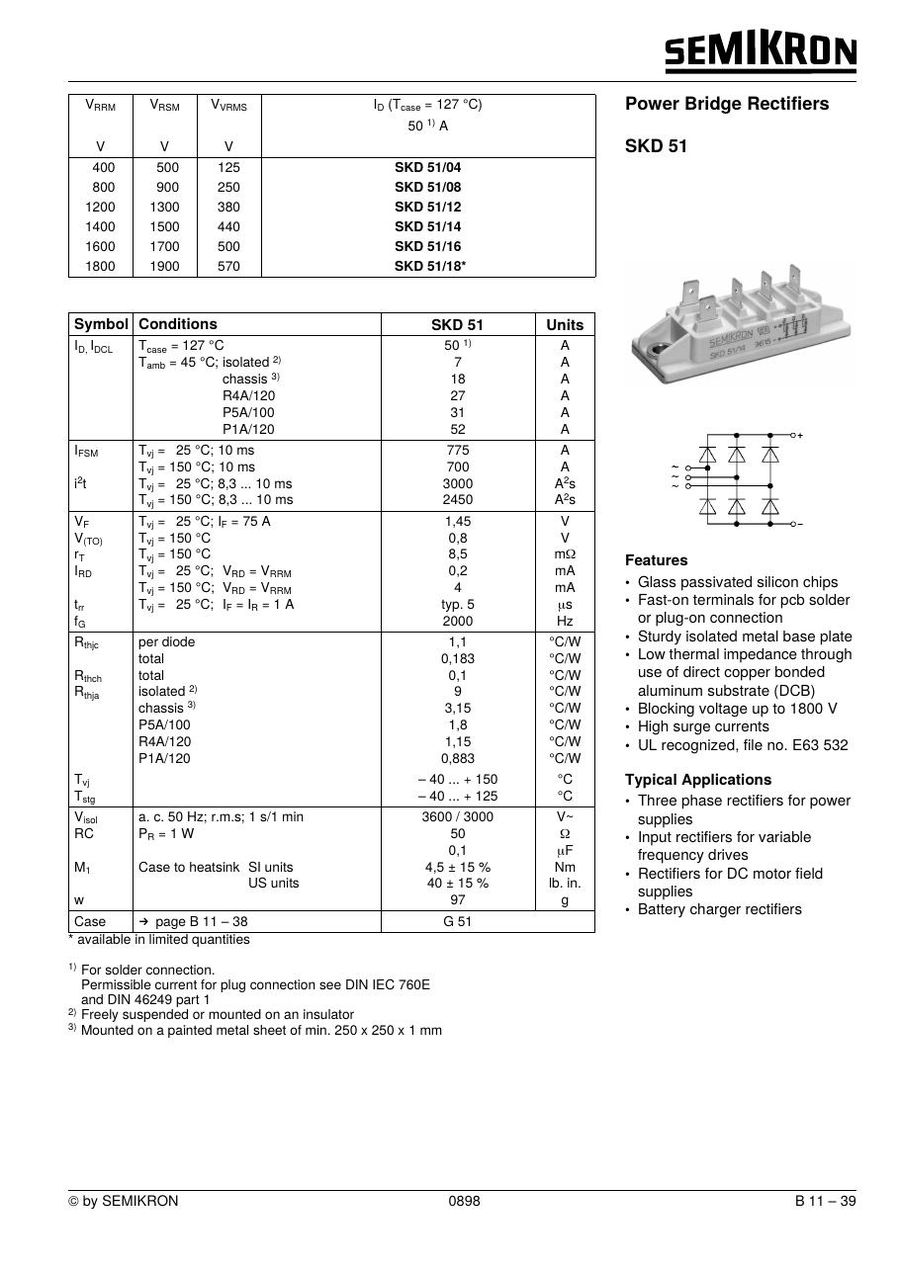 SKD51-12 Semikron Bridge Rectifiers