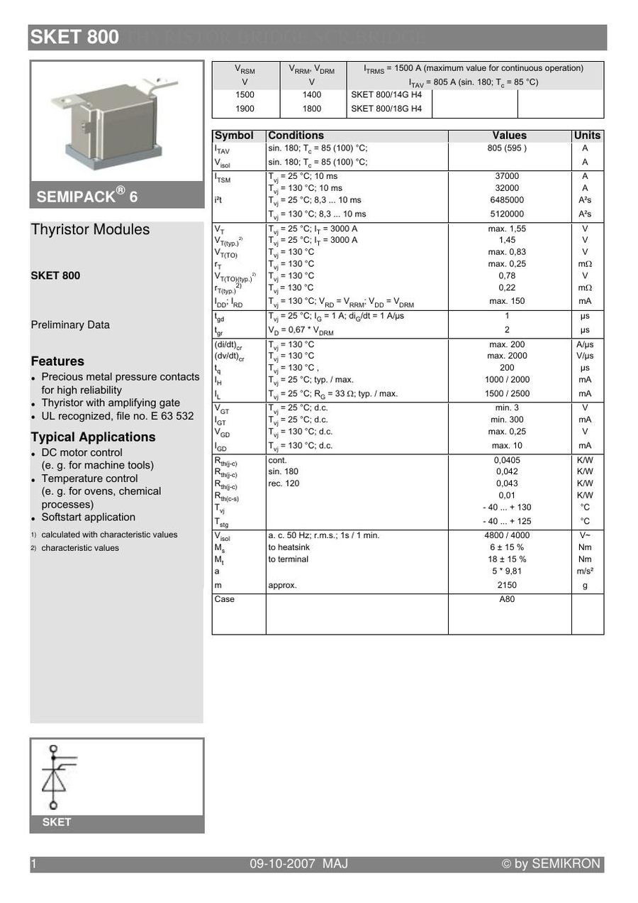SKET80014GH4 Semikron Thyristor & SCR Modules