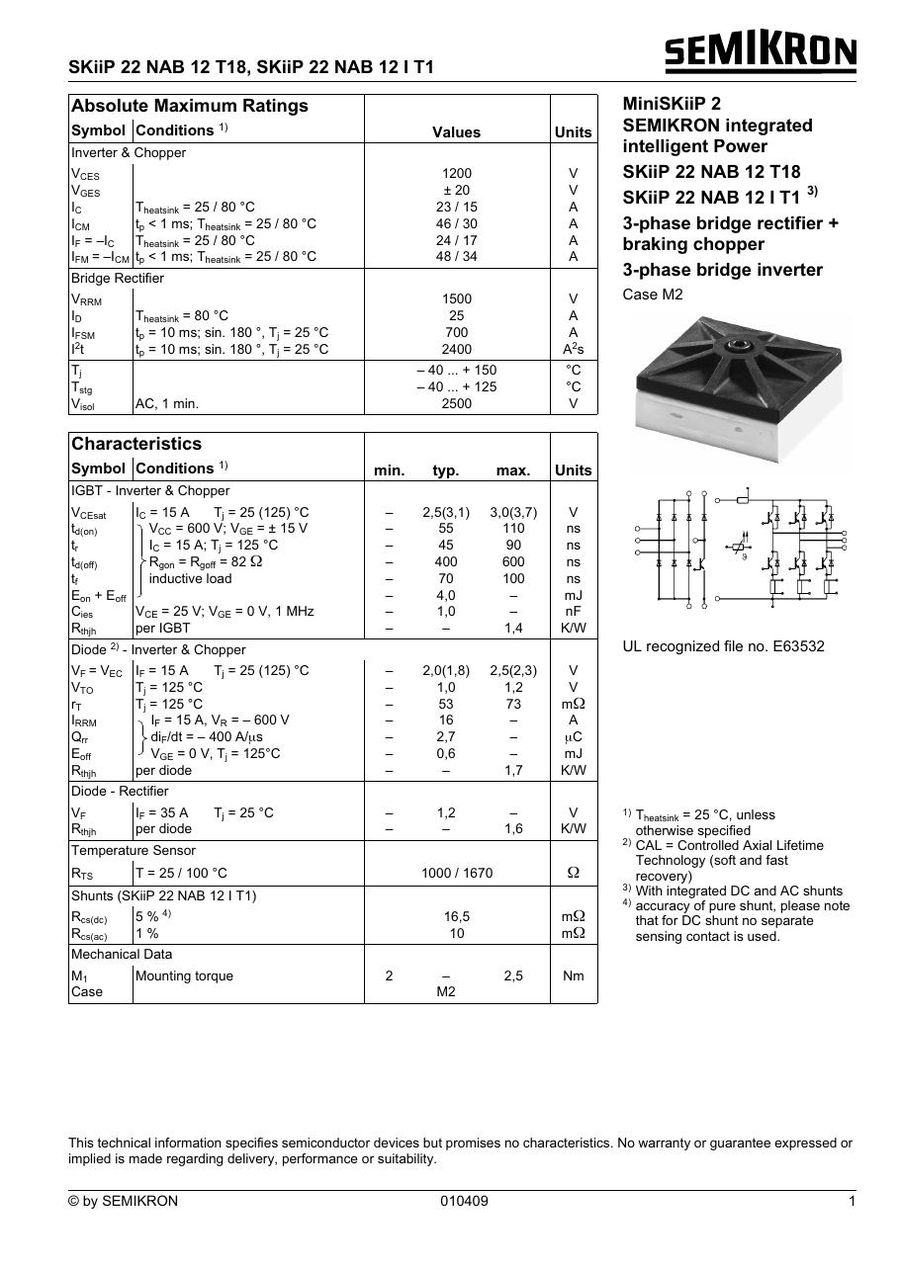 SKIIP22NAB12T18 Semikron Intelligent Power Modules (IPM)