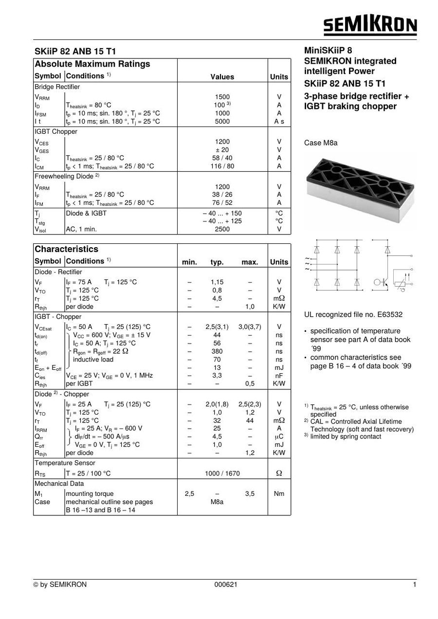 SKIIP82ANB15T10 Semikron Intelligent Power Modules (IPM)