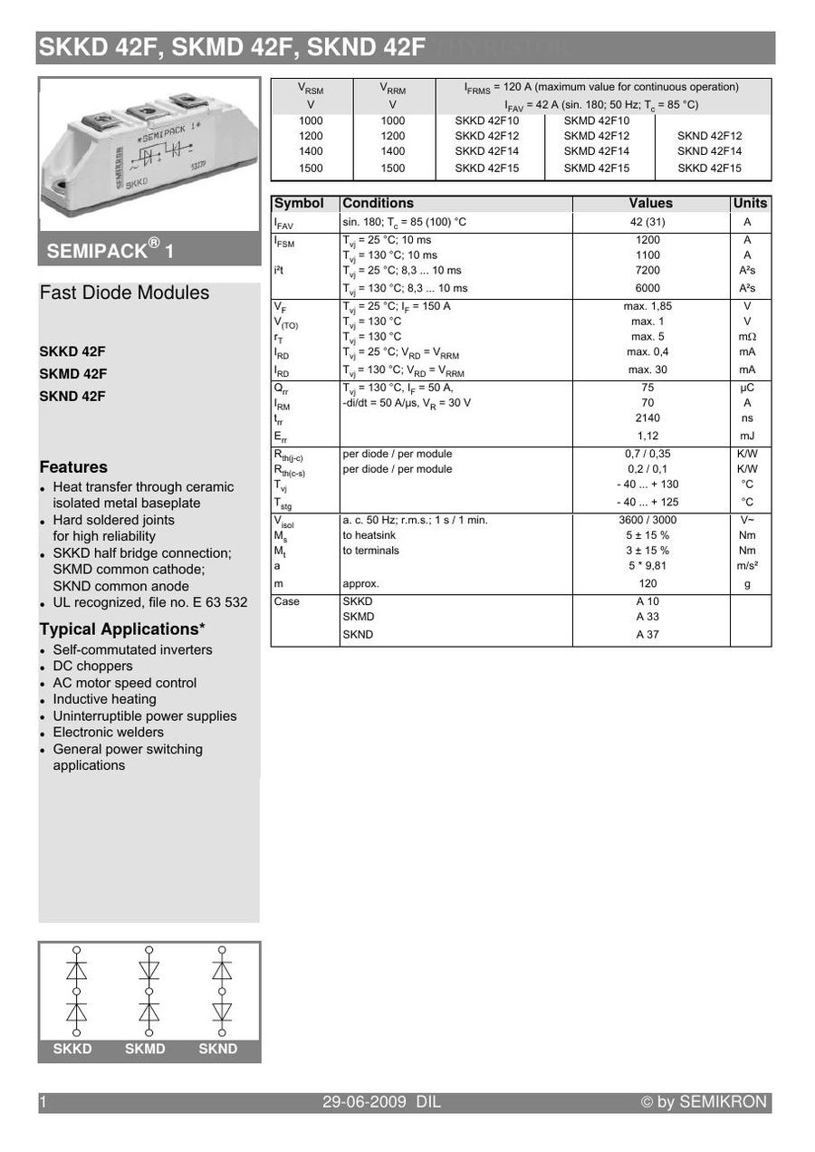 SKKD42F15 Semikron Diode & Rectifier Modules