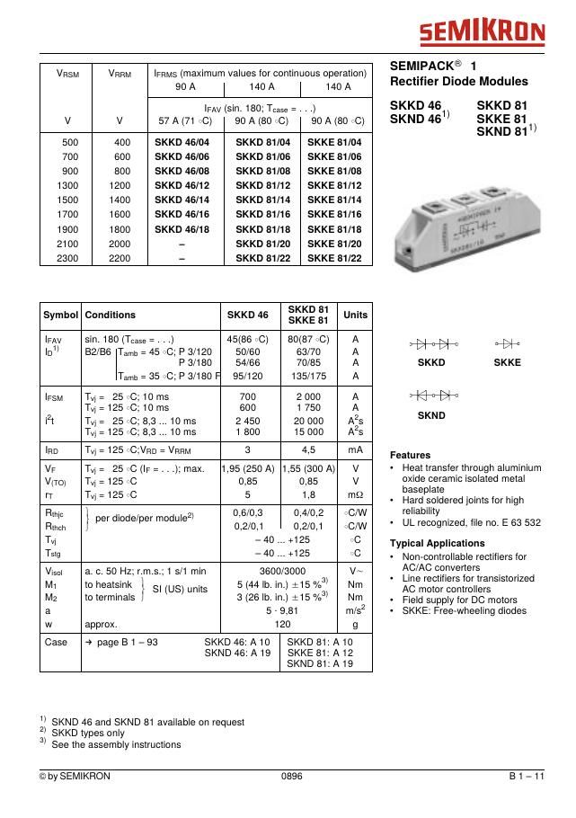 SKKD8112 Semikron Diode & Rectifier Modules