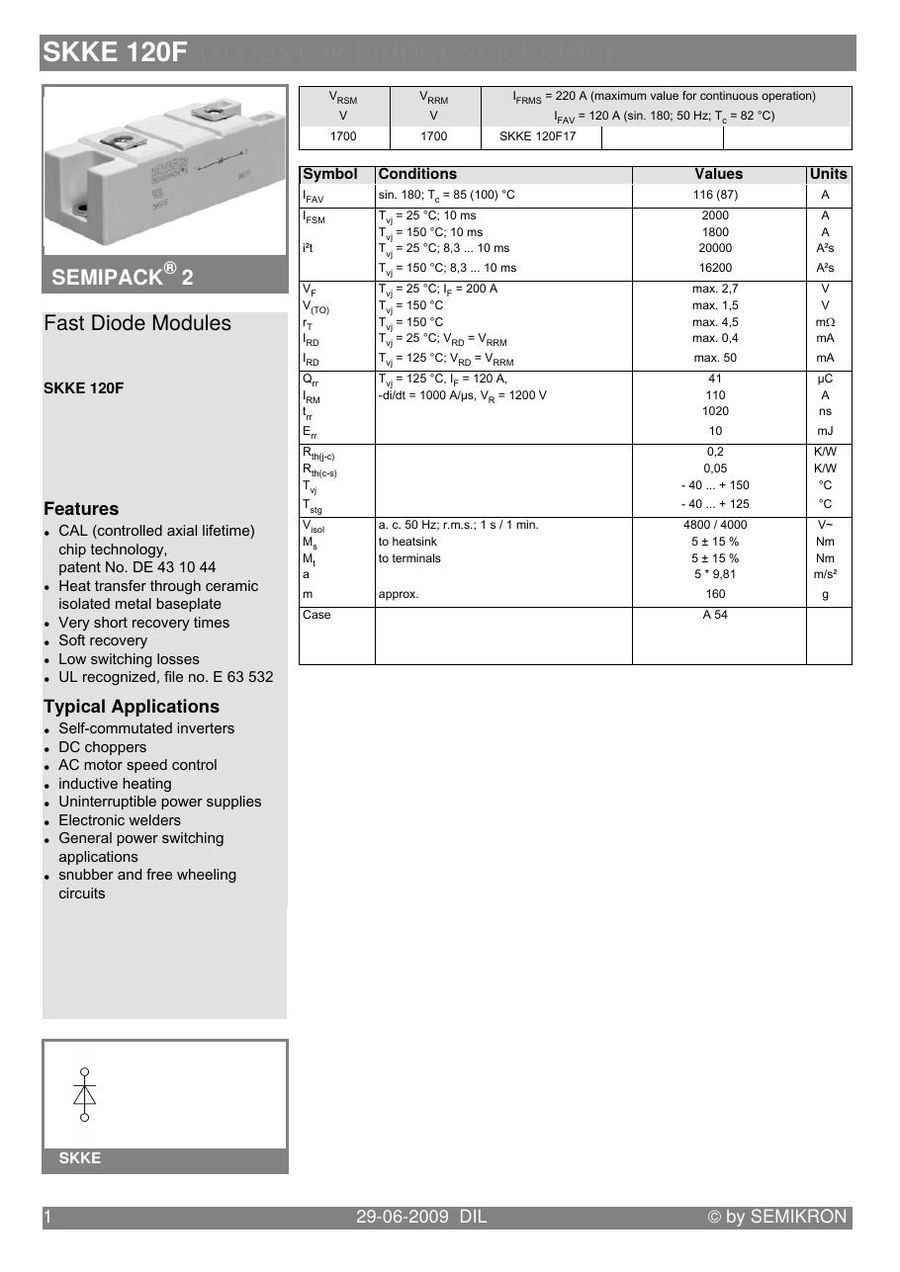 SKKE120F17 Semikron Diode & Rectifier Modules