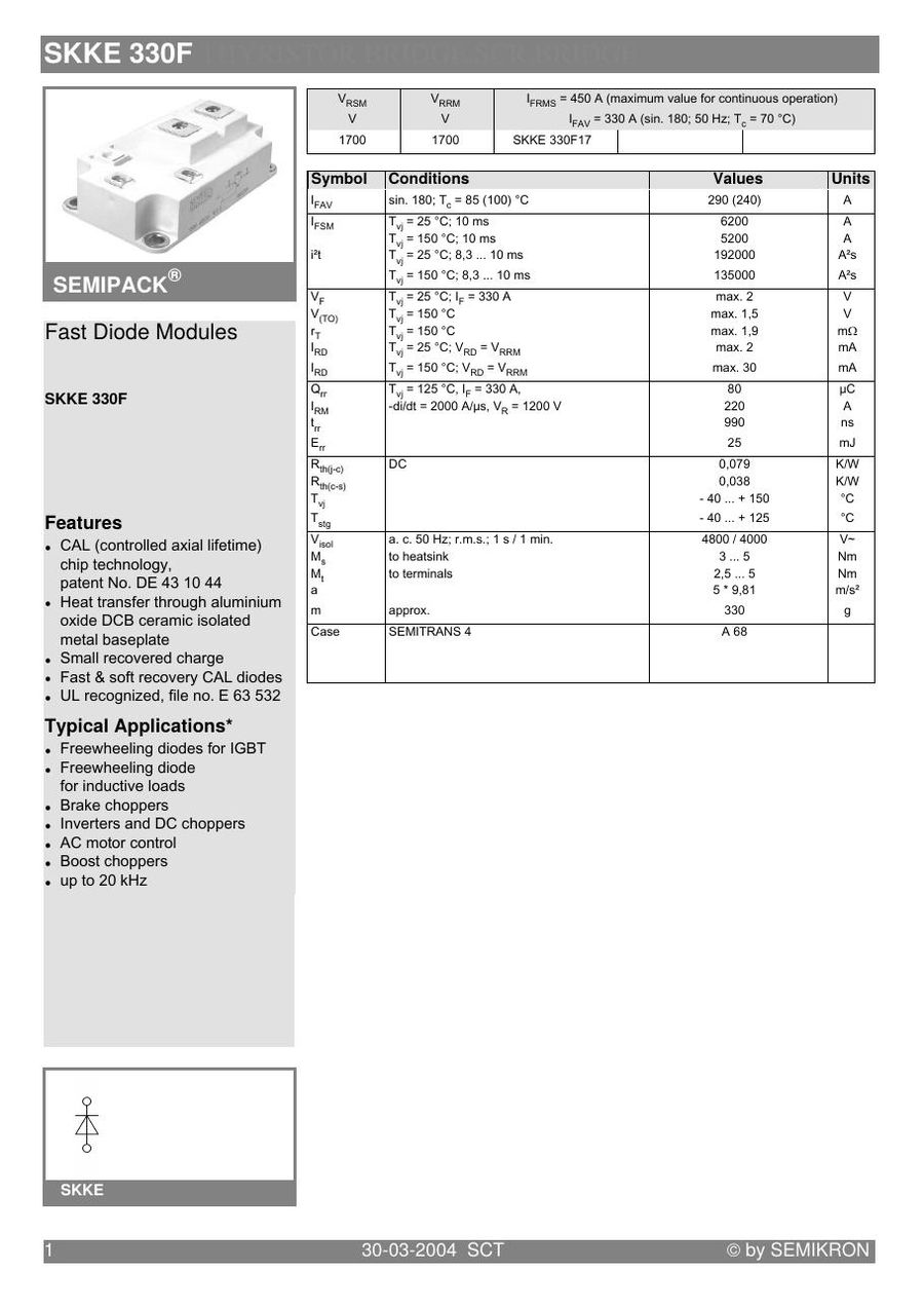 SKKE330F17 Semikron Diode & Rectifier Modules