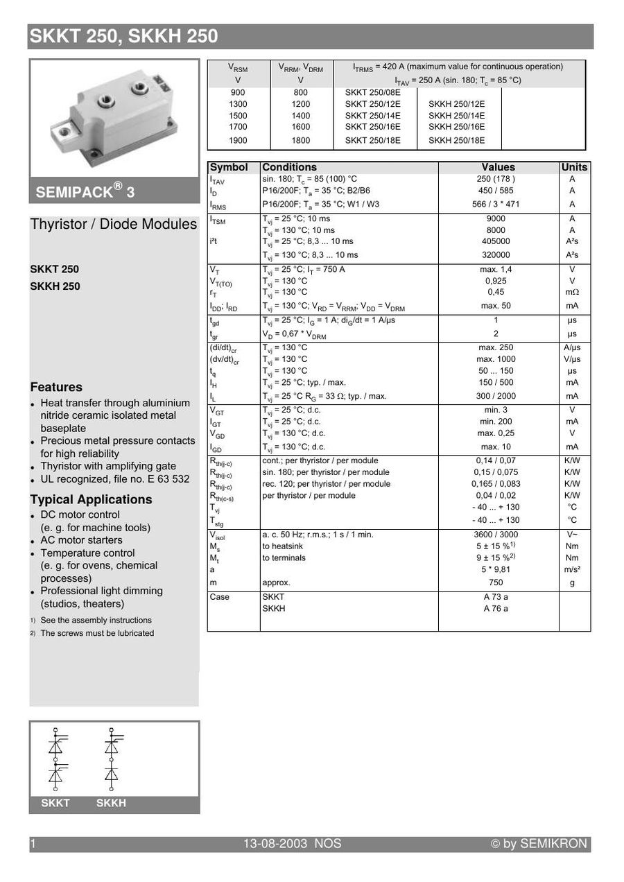 SKKT25014E, SEMIKRON, Power Module