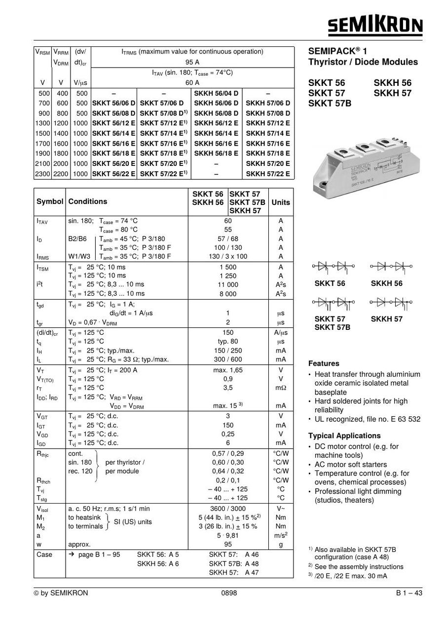 SKKT5712E Semikron Thyristor & SCR Modules