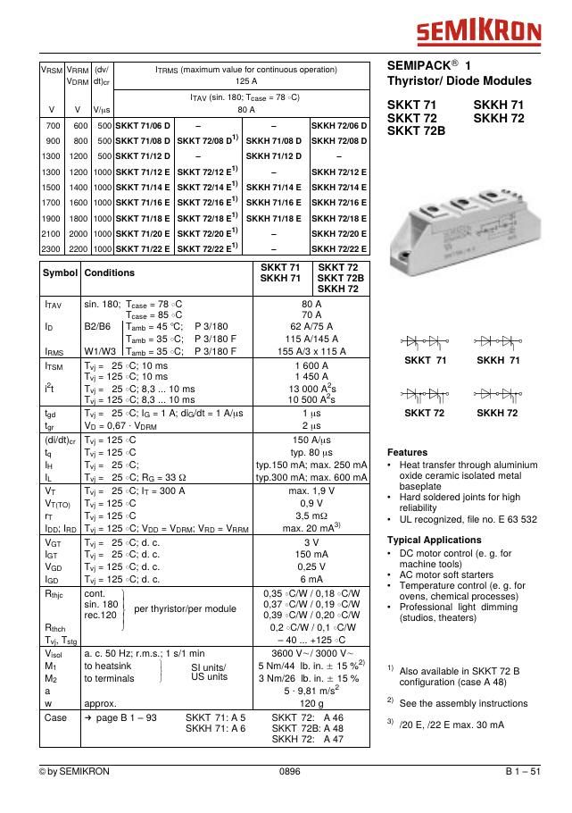 SKKT7112D Semikron Thyristor & SCR Modules