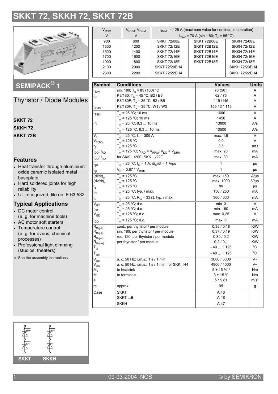 SKKT7216E Semikron Thyristor & SCR Modules