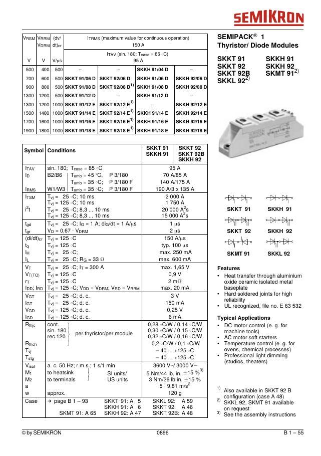 SKKT9112D Semikron Thyristor & SCR Modules