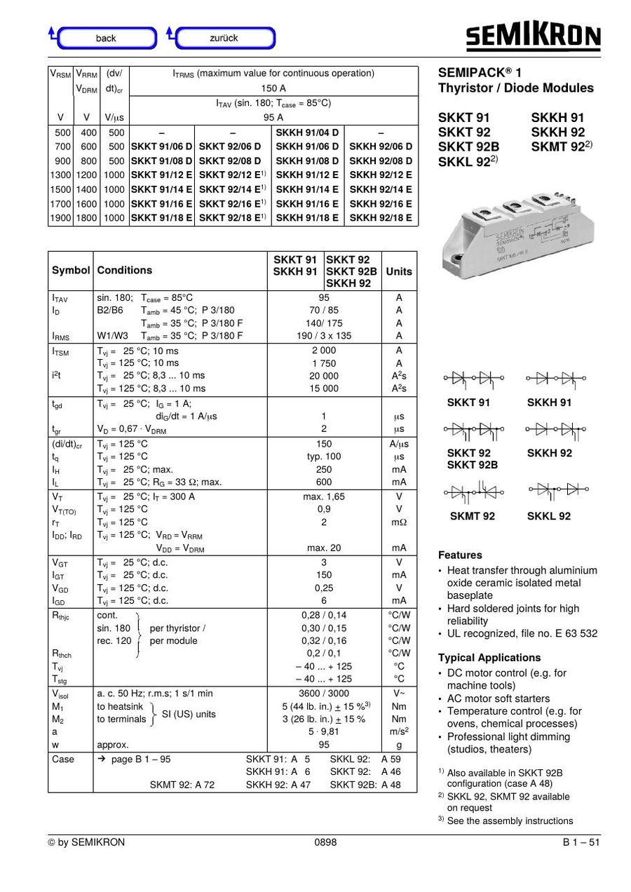 SKKT9112E Semikron Thyristor & SCR Modules