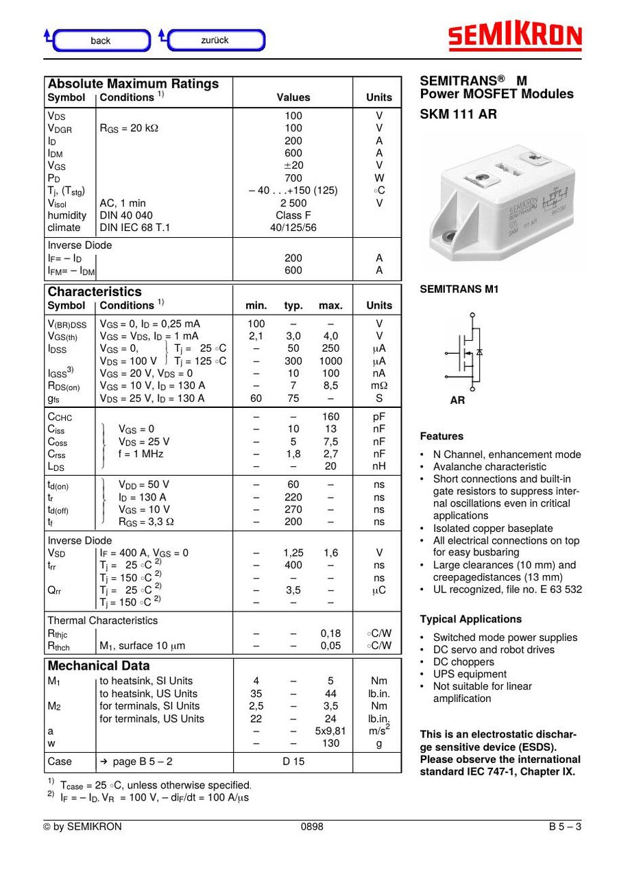 SKM111AR Semikron IGBT Modules