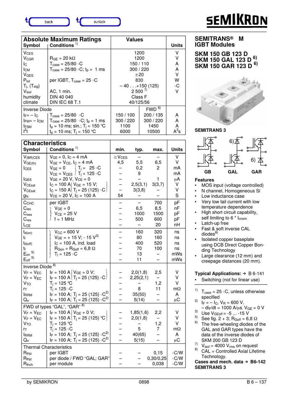 SKM150GAR123D Semikron IGBT Modules