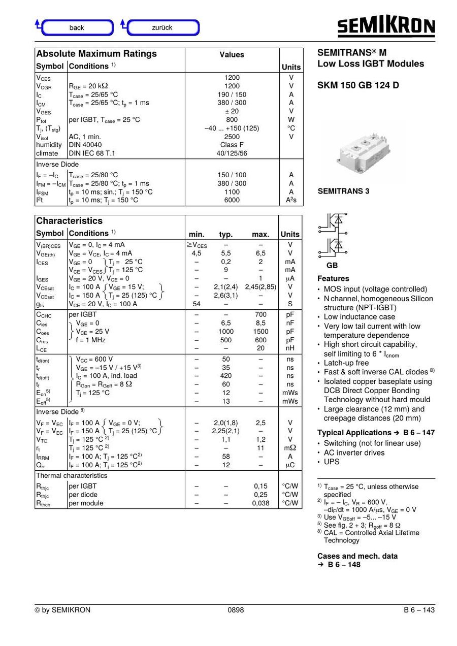 SKM150GB124D Semikron IGBT Modules