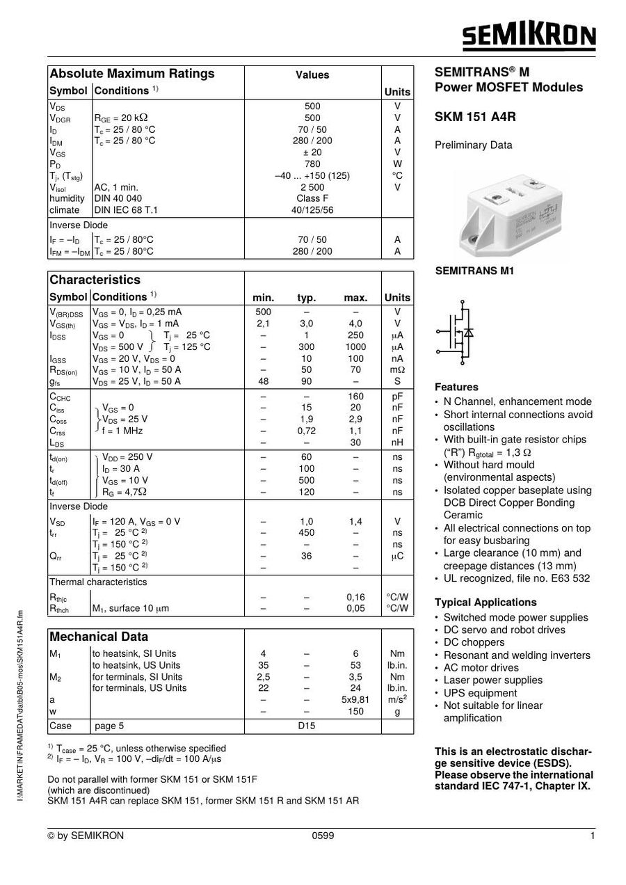 SKM151 Semikron IGBT Modules