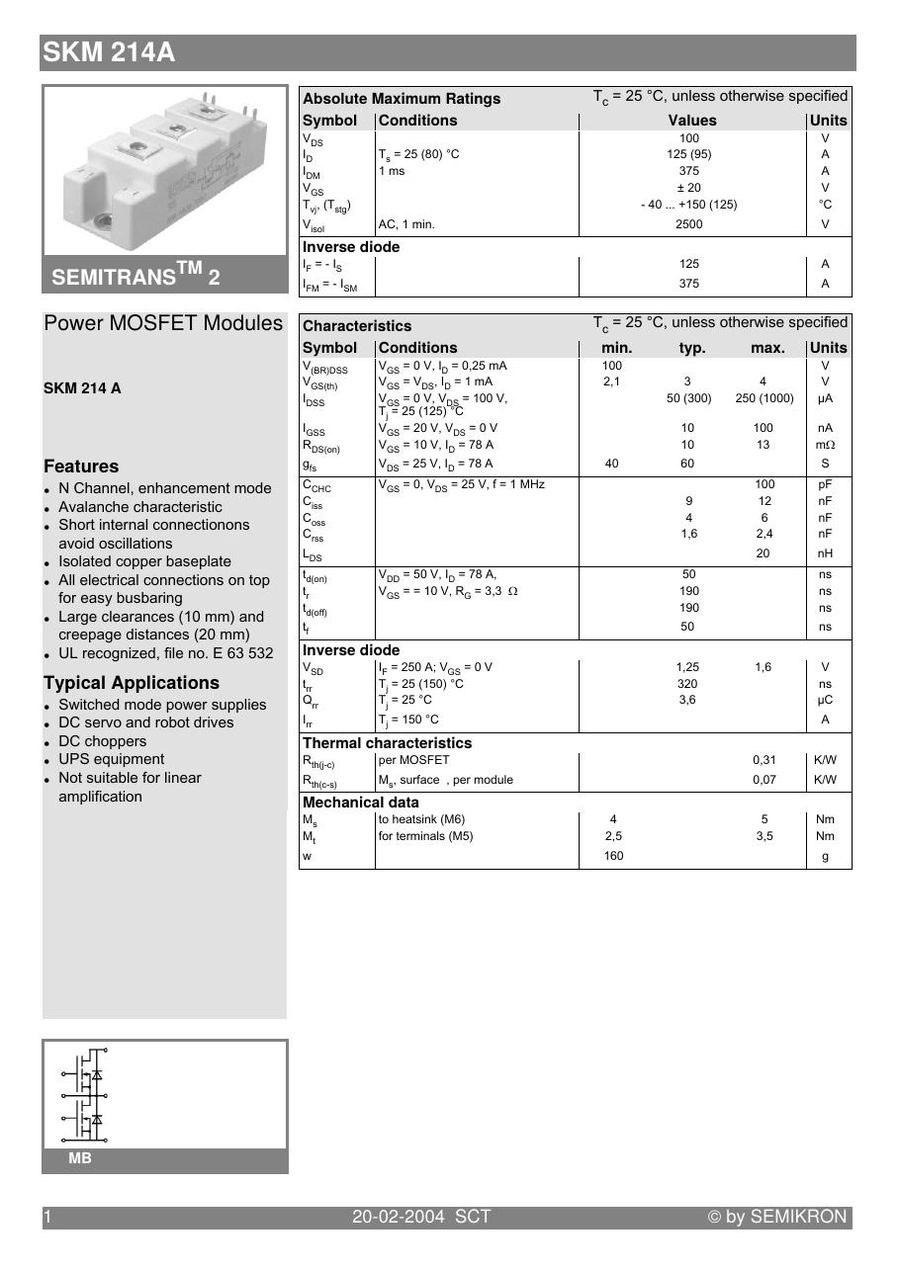 SKM214A Semikron IGBT Modules