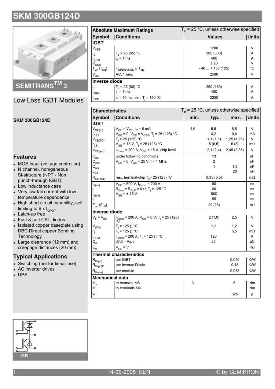 SKM300GB124D Semikron IGBT Modules