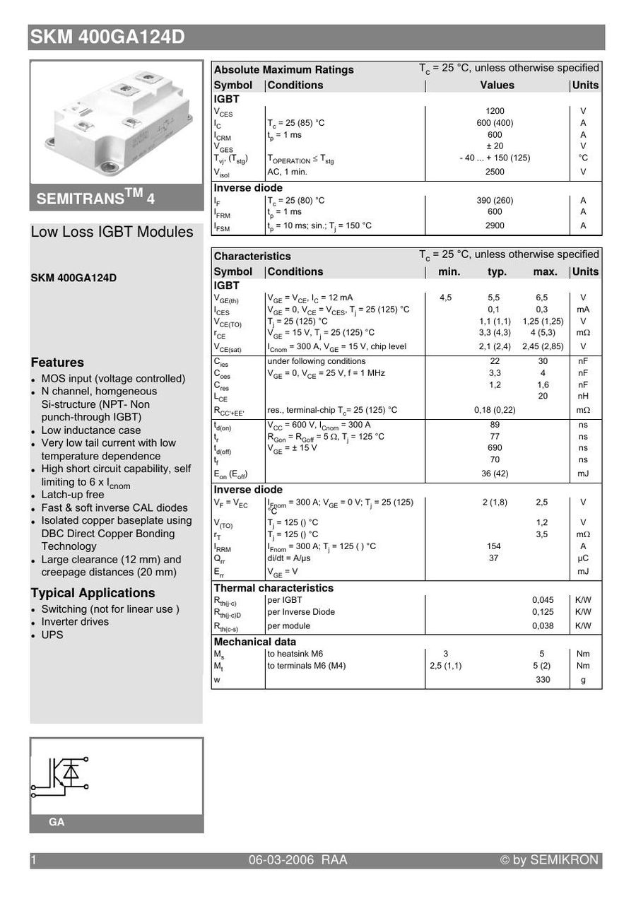 SKM400GA124D Semikron IGBT Modules