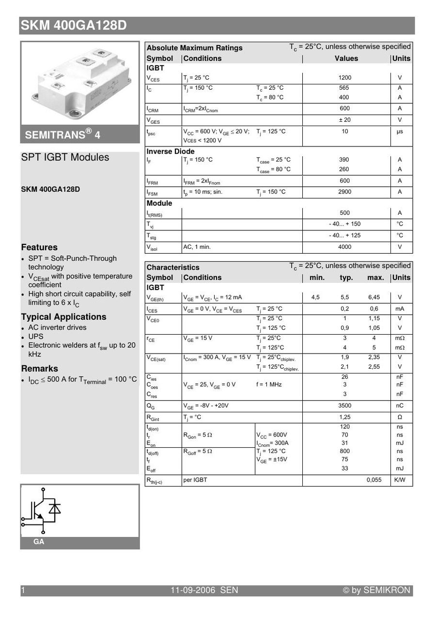 SKM400GA128D Semikron IGBT Modules