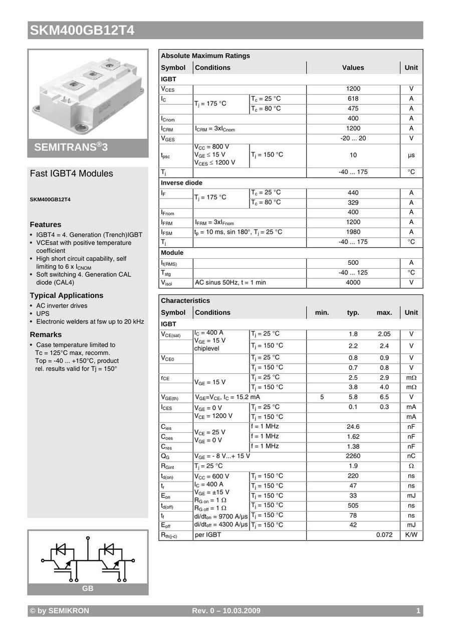 SKM400GB12T4 Semikron IGBT Modules